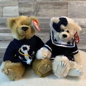 Ty Beanie Babies Breezy and Salty 8" Bears Nautical Lot of 2